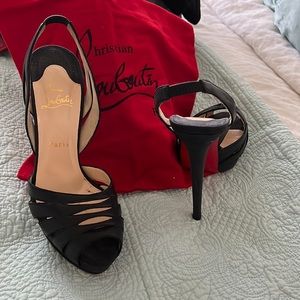 Louboutin black platform open toe stilettos